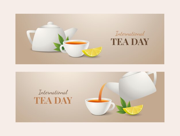 Градиентный международный день чая горизонтальные баннеры