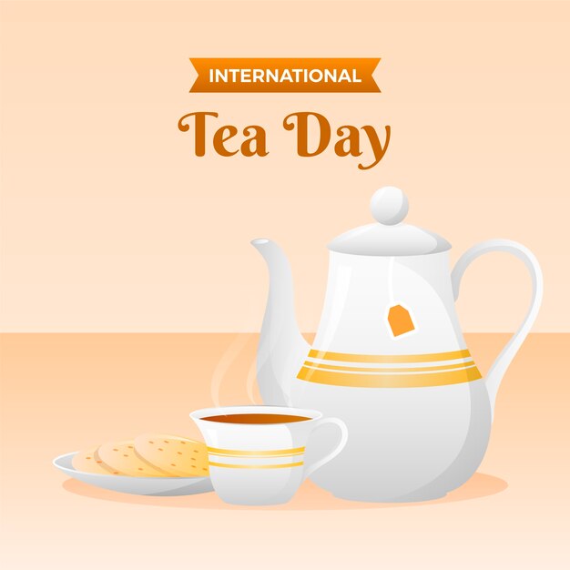 Градиентная иллюстрация международного дня чая