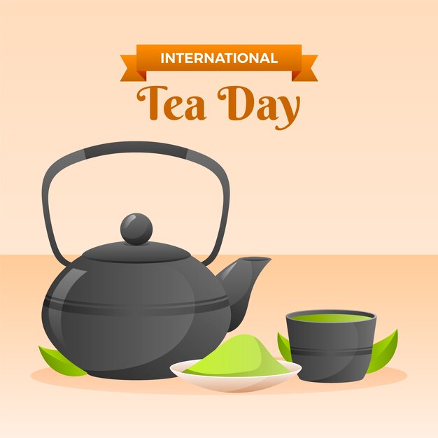 グラデーション国際茶の日のイラスト