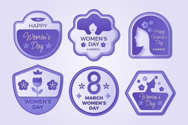 Gradient international women's day badges collection