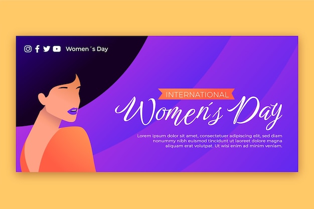 Free vector gradient international women's day horizontal banner