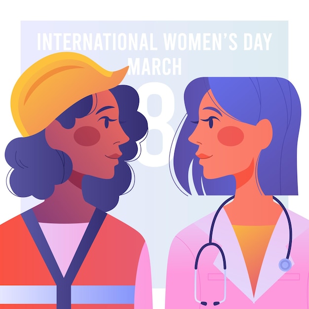 Free vector gradient international women's day illustration with female professions