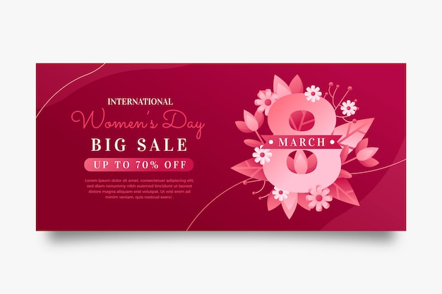 Banner orizzontale sfumato per la vendita della giornata internazionale della donna