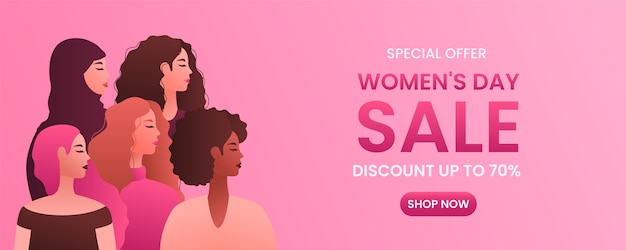 Free vector gradient international women's day sale horizontal banner