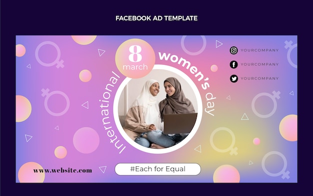그라디언트 국제 여성의 날 소셜 미디어 프로모션 템플릿