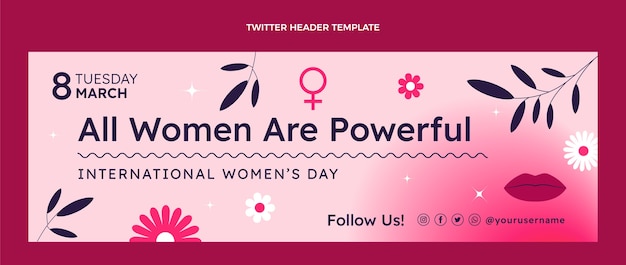 Free vector gradient international women's day twitter header