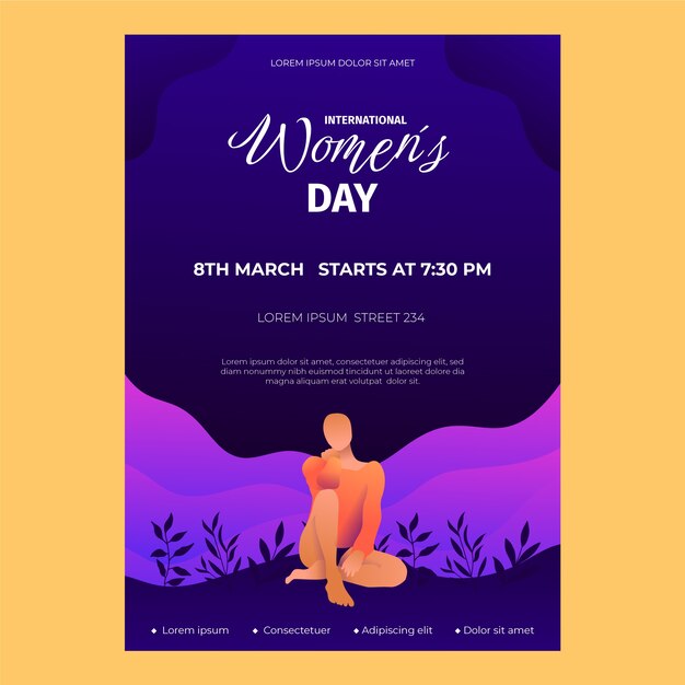 Gradient international women's day vertical poster template