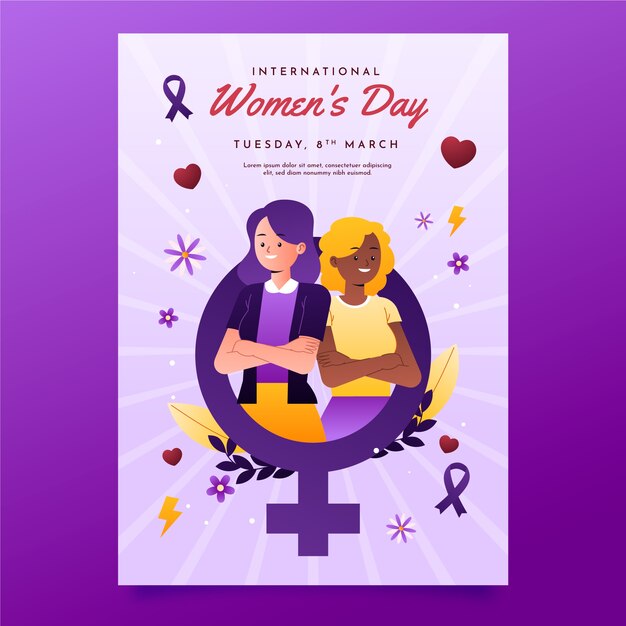 Gradient international women's day vertical poster template