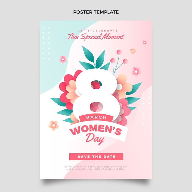 그라디언트 국제 여성의 날 세로 포스터 템플릿