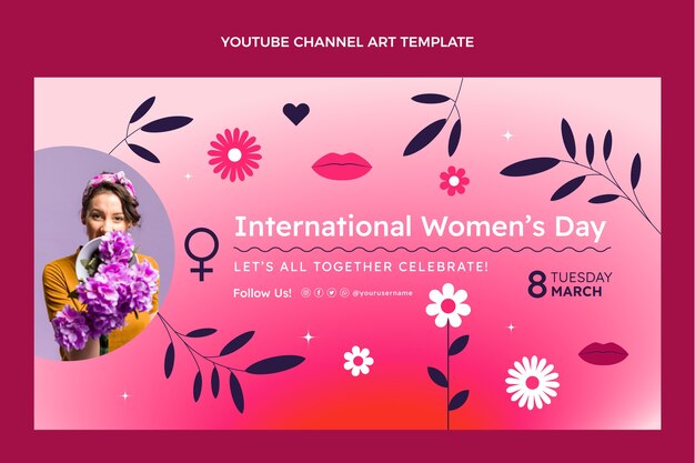 グラデーション国際女性の日youtubeチャンネルアート