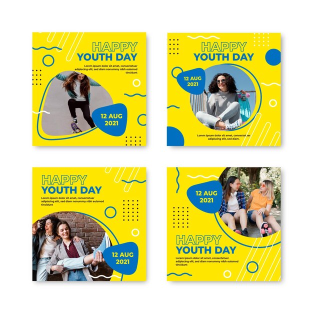 Gradient international youth day post collection with photo