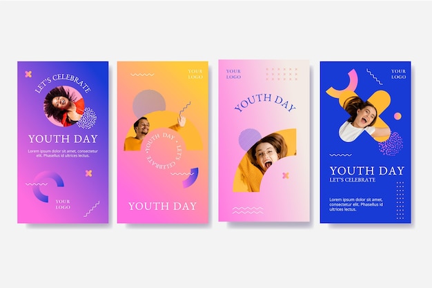 Gradient international youth day story collection with photo