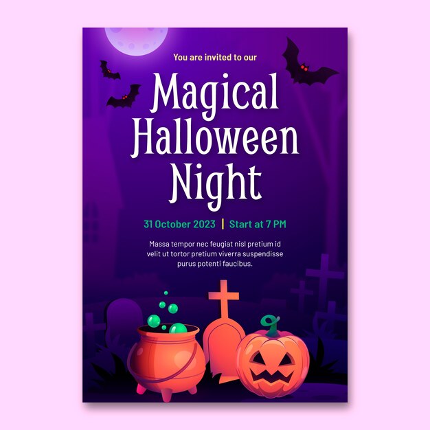 ハロウィーンシーズンのグラデーションの招待状テンプレート