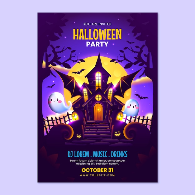 Gradient invitation template for halloween season