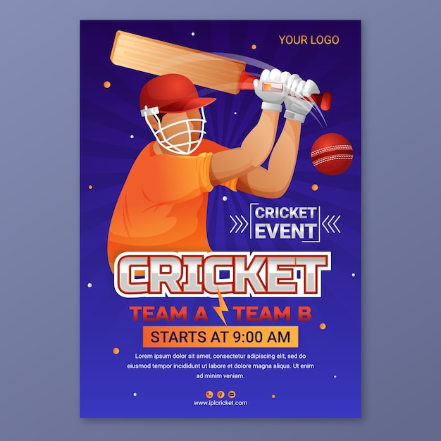 Vettore gratuito poster di cricket ipl sfumato