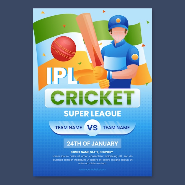 Free vector gradient ipl cricket poster