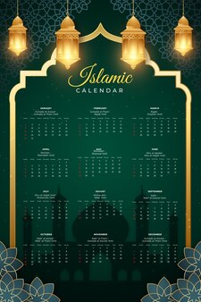 Gradient islamic calendar template