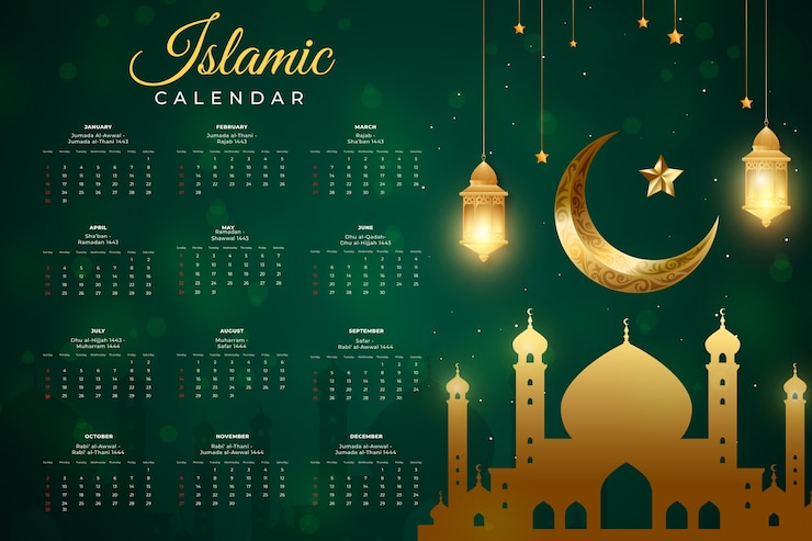 Free Vector gradient islamic calendar template
