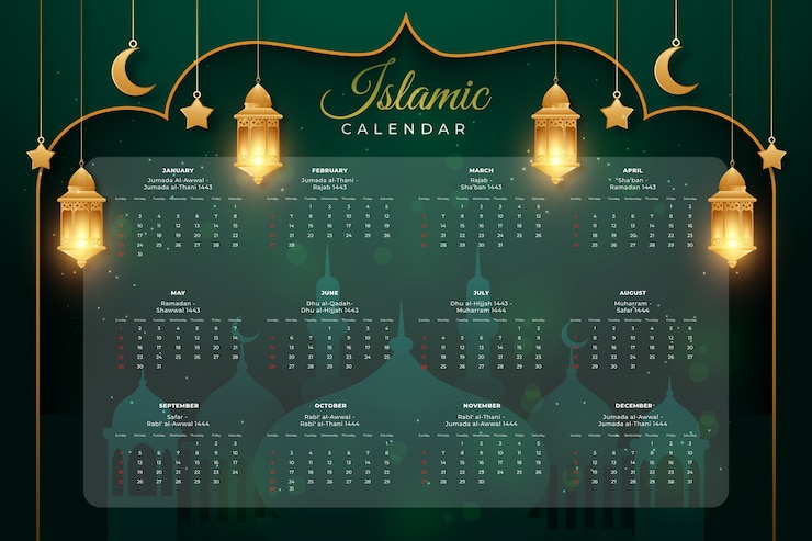 Free Vector gradient islamic calendar template