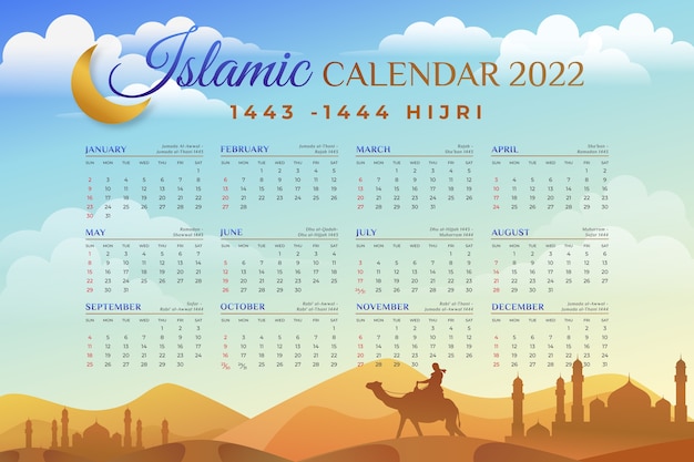 Gradient islamic calendar template