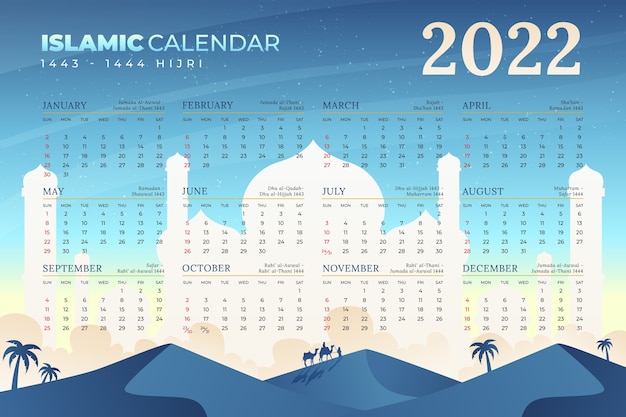 Gradient islamic calendar template