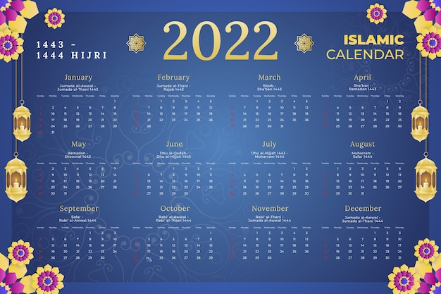 Modello di calendario islamico sfumato