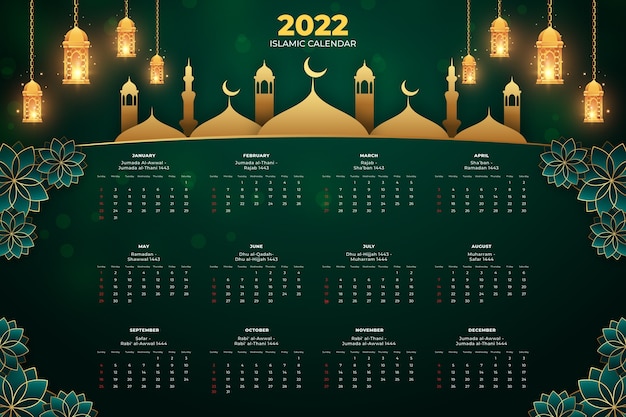 Gradient islamic calendar template