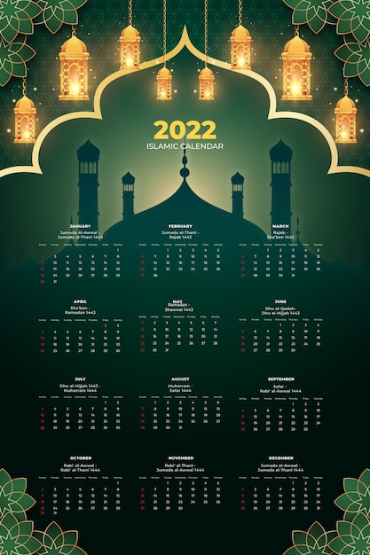 Gradient islamic calendar template