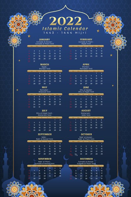 Gradient islamic calendar template