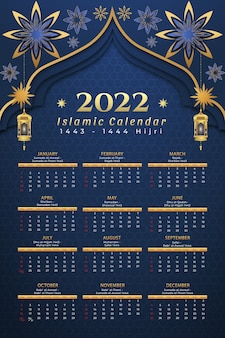 Gradient islamic calendar template