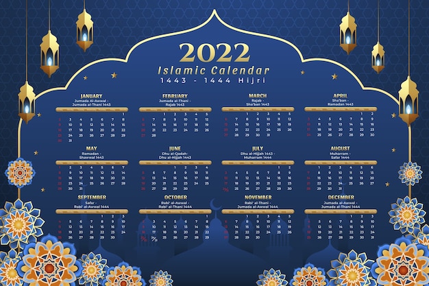 Gradient islamic calendar template