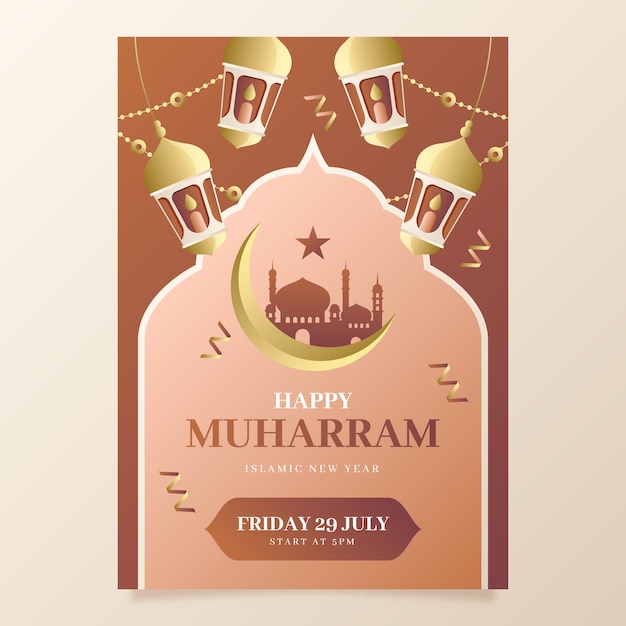 Free vector gradient islamic new year celebration poster