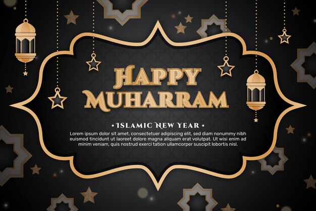 Gradient islamic new year dark background