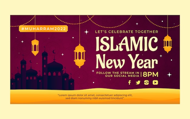 Градиентный пост в фейсбуке с исламским новым годом