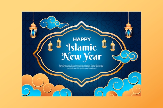 Free vector gradient islamic new year greeting card