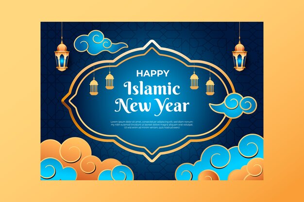Градиентная исламская новогодняя открытка