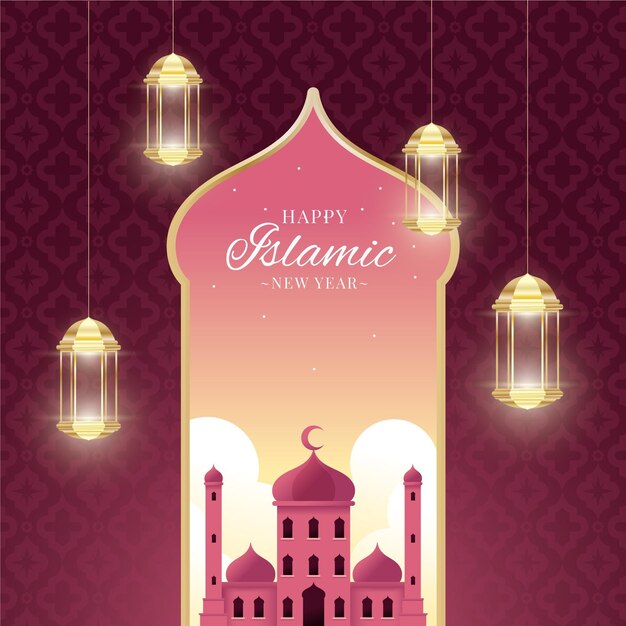 Gradient islamic new year illustration