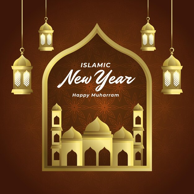 Gradient islamic new year illustration