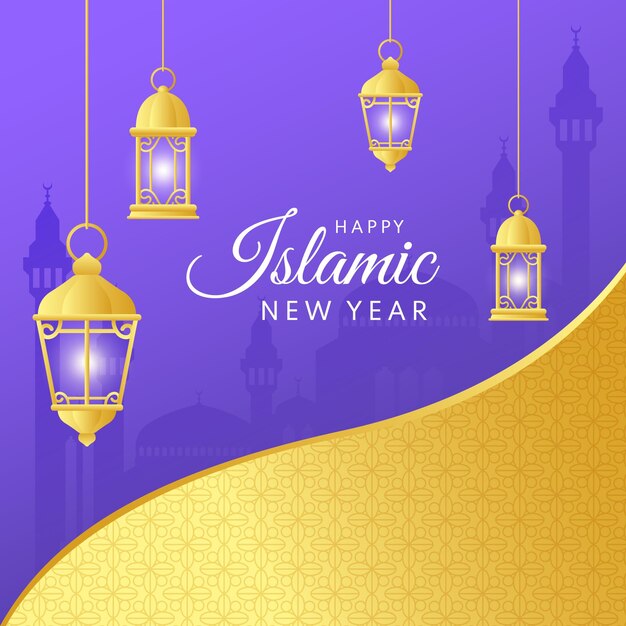 Gradient islamic new year illustration