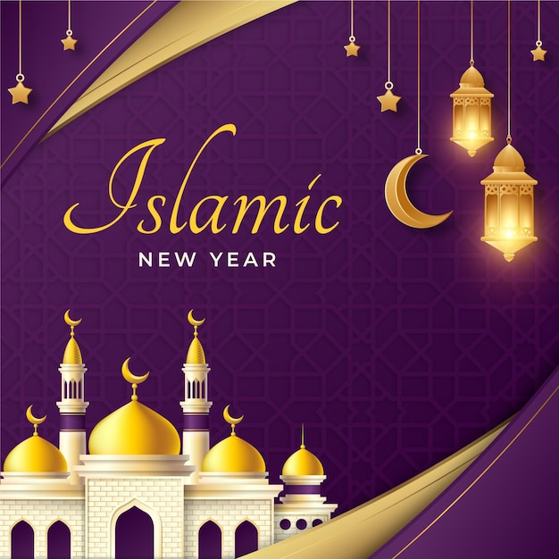 Gradient islamic new year illustration