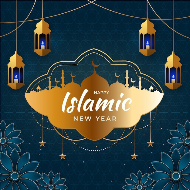 Градиент исламской новогодней иллюстрации