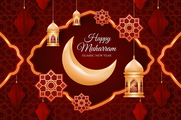 Бесплатное векторное изображение Градиент исламской новогодней иллюстрации