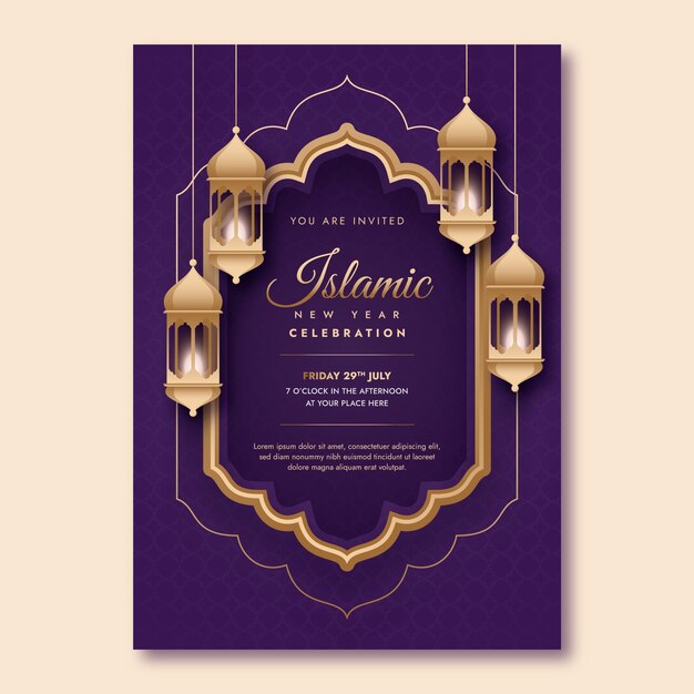 Шаблон приглашения на исламский новый год с градиентом