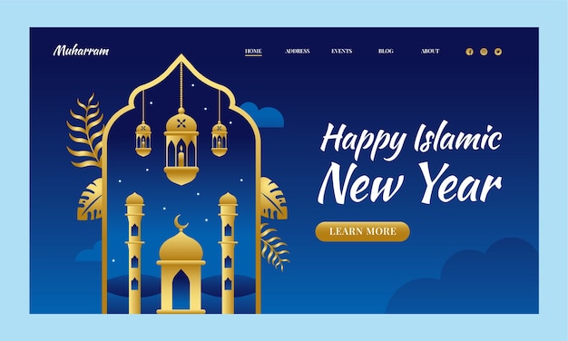 Шаблон целевой страницы градиентного исламского нового года