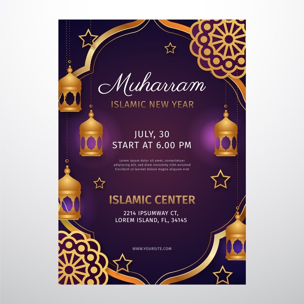 Gradient islamic new year poster