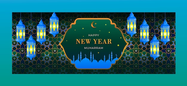 Modello di copertina dei social media del nuovo anno islamico sfumato