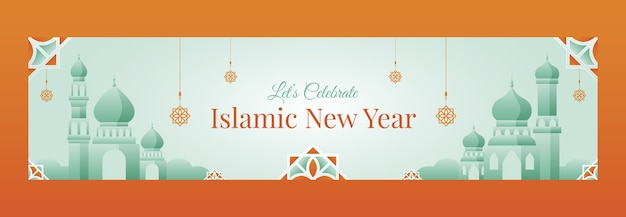 Free vector gradient islamic new year twitch banner