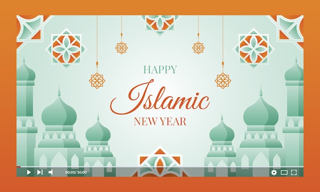 Vettore gratuito miniatura di youtube del nuovo anno islamico sfumato