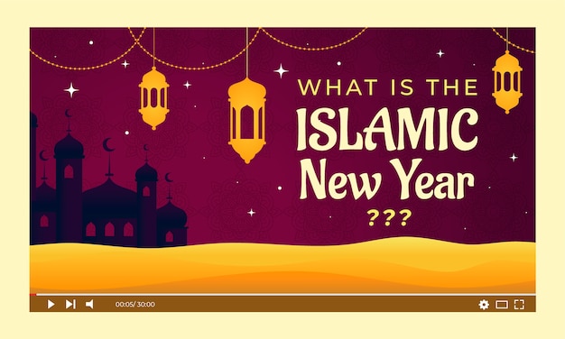 Free vector gradient islamic new year youtube thumbnail