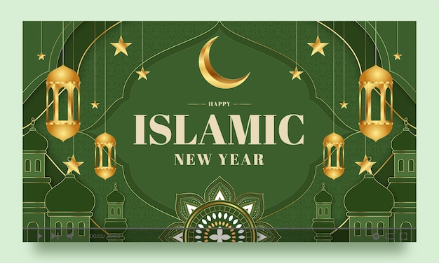 Free vector gradient islamic new year youtube thumbnail